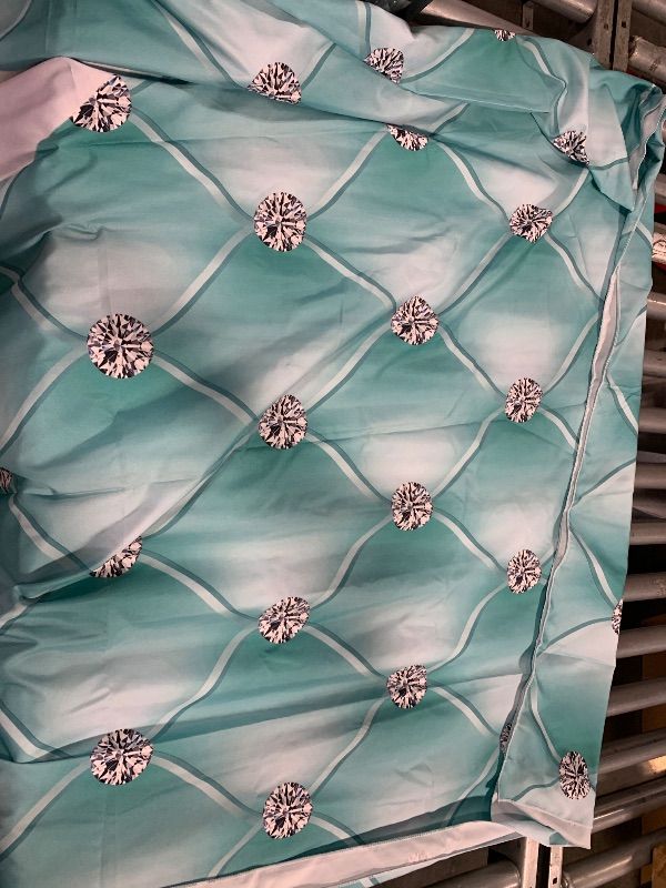 Photo 1 of ****FINAL SELL NOT RETURNS****Riyidecor Breakfast Blue Diamonds Bowknot Backdrop Aqua Turquoise Birthday Party Decorations Photography Background 7x5 Feet Teal Bridal Shower Wedding Celebration Props Girl Photo Shoot Fabric