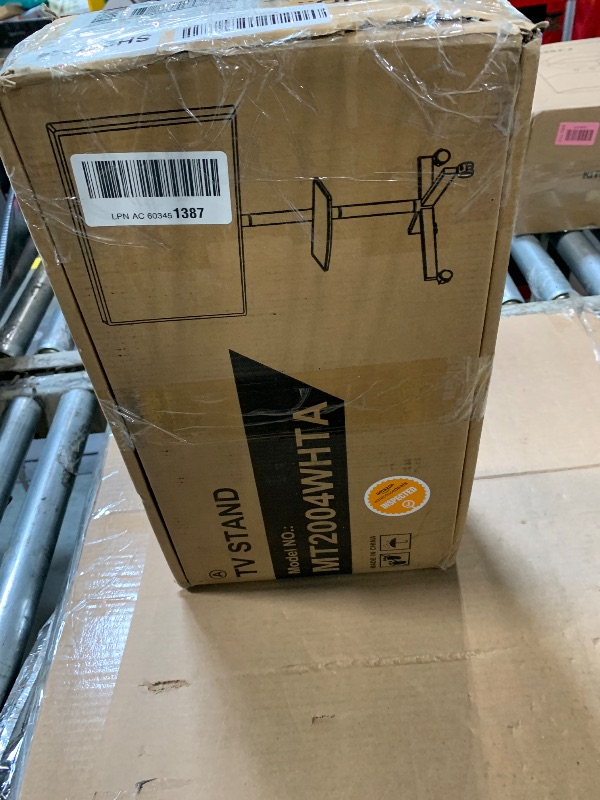 Photo 1 of **UNTESTED**
Rfiver Mobile TV Stand for 23-60 Inch LCD LED Flat/Curved Panel Screen TVs up to 88 lbs, Rolling TV Stand with Adjustable Shelf & Tilt, Portable Floor Stand on Wheels for Bedroom, Living Room, White