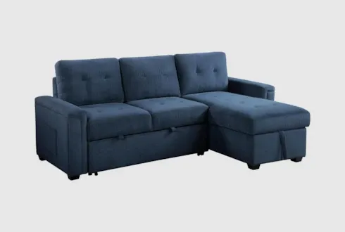 View 1 of ***********FINAL SALE- NO RETURNS**********similar itemconvertible sectional sofa ink blue