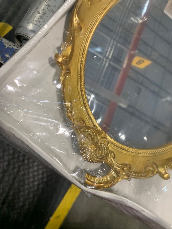 Photo 1 of ***damaged handle****Schones Geschaft Decorative Mirror Tray, Makeup Jewelry Perfume Organizer?Vintage Oval Display and Serving Tray for Bedroom Living-Room Dresser Decor (14.6”x 9.8”) (Golden - Oval)
