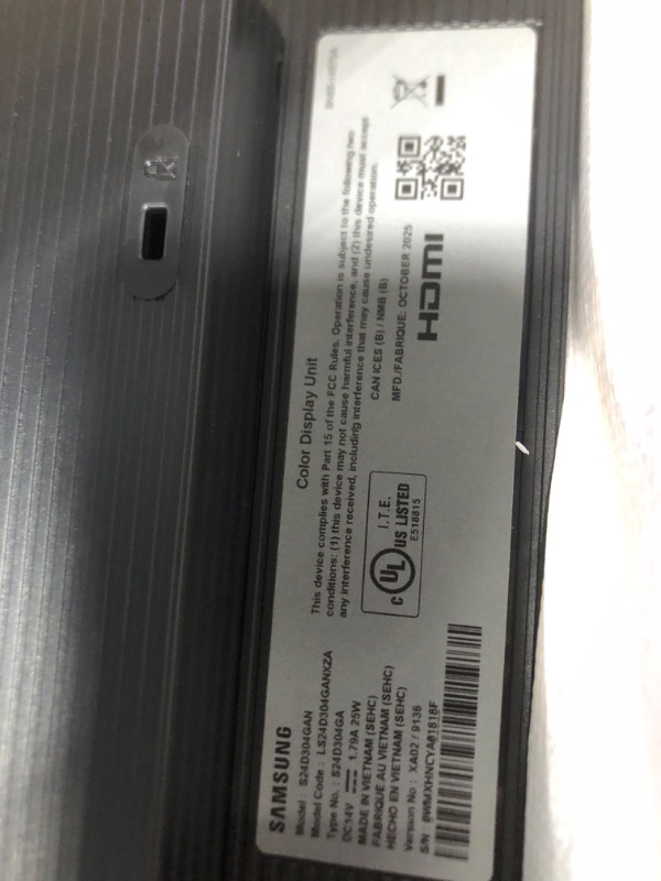 Photo 1 of ****BROKEN SCREEN - SOLD FOR PARTS - FINAL SALE****Samsung 24" (S30GD) Essential Monitor with IPS Panel and Tilt Only Stand, 100Hz Refresh Rate, Ergonomic Design, Advanced Eye Care, Game Mode, LS24D304GANXZA