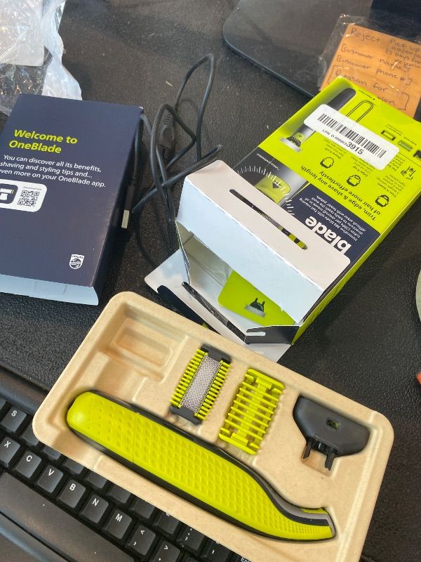 Photo 1 of ***MISSING PIECE*** Philips Norelco for Face + Body, Electric Beard Trimmer, Shaver and Groomer, 5in1 Adjustable Comb, 1x Body Kit, Model QP2834/70, Black/Lime Green