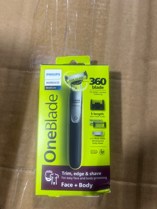 Photo 1 of ***MISSING PIECE*** Philips Norelco for Face + Body, Electric Beard Trimmer, Shaver and Groomer, 5in1 Adjustable Comb, 1x Body Kit, Model QP2834/70, Black/Lime Green