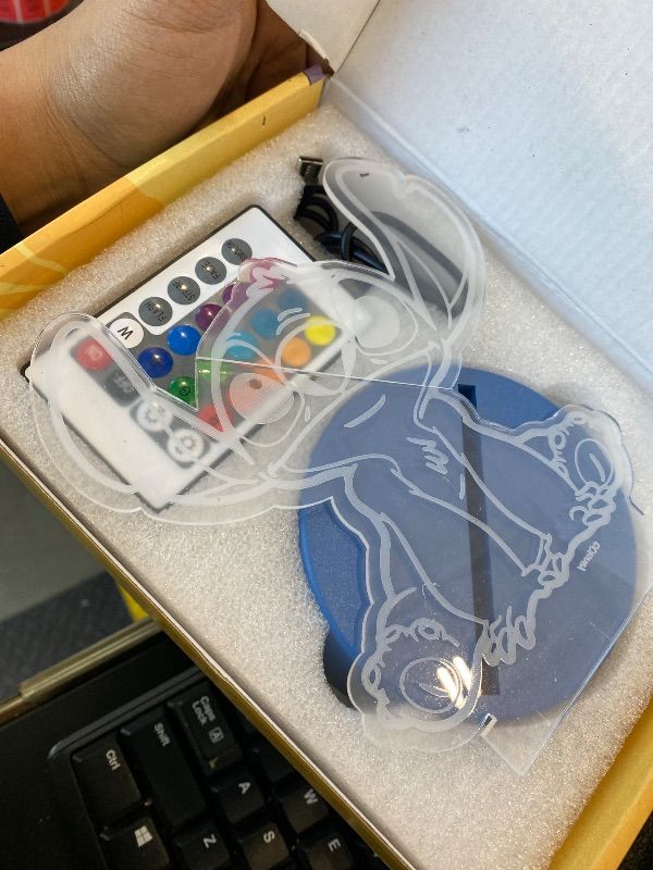 Photo 1 of *MINOR DAMAGE - USED*
Get Trend Disney Stitch LED Table Lamp, Desk Lamp, Remote Control Night Light with 16 Colors, 4 Light Modes, USB or Battery Power, Gifts for Kids (Multi Stitch)