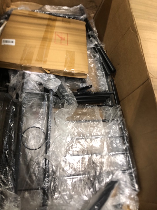 Photo 1 of ***NONE STURDY LEGS*** VECELO 3-Piece Dining Table Set for Kitchen Breakfast Nook, Wood Grain Oval Tabletop and Metal Frame with Built-in Wine Rack, for Small Spaces, Antique Brown & Black