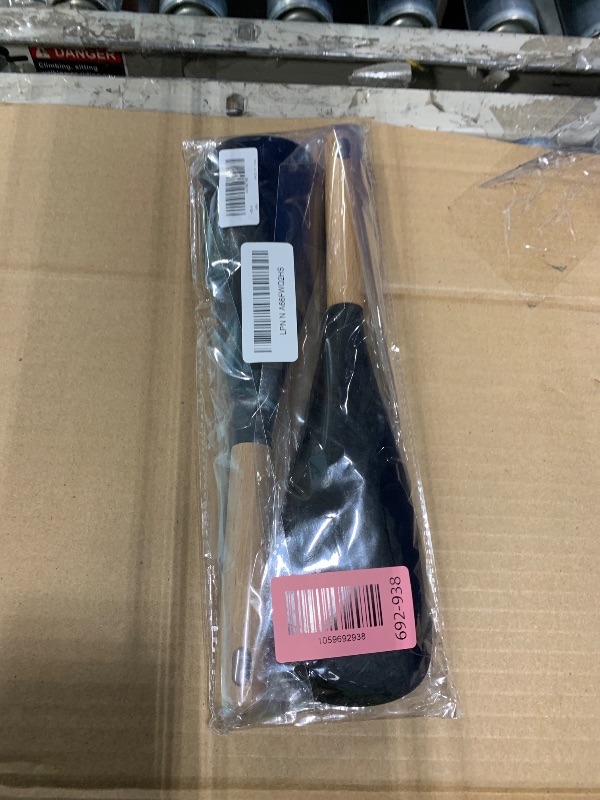 Photo 1 of ?2 Pack?Silicone Cooking Spoon for Nonstick Cookware - Wooden Handle Kitchen Spoon for Mixing, Flipping, Scraping & Serving - Heat-Resistant Spatula for Baking, Stirring (11.4'' Black 2-Pcs)