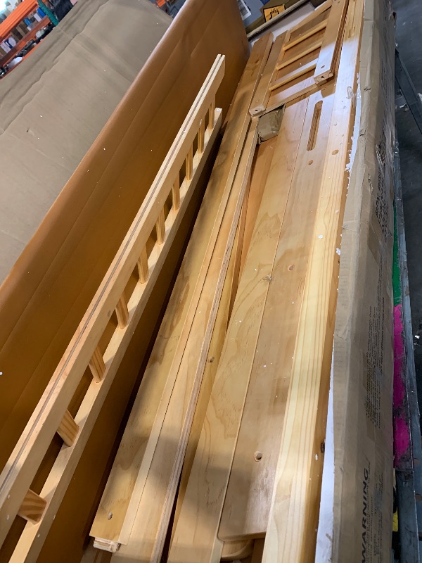 Photo 1 of *****UNKNOWN IF MISSING PARTS**** Bellemave Bunk beds Queen Over Queen with Slide and Stair and upholstered headboard, Low bunk/loft Bed for Kids?Natural