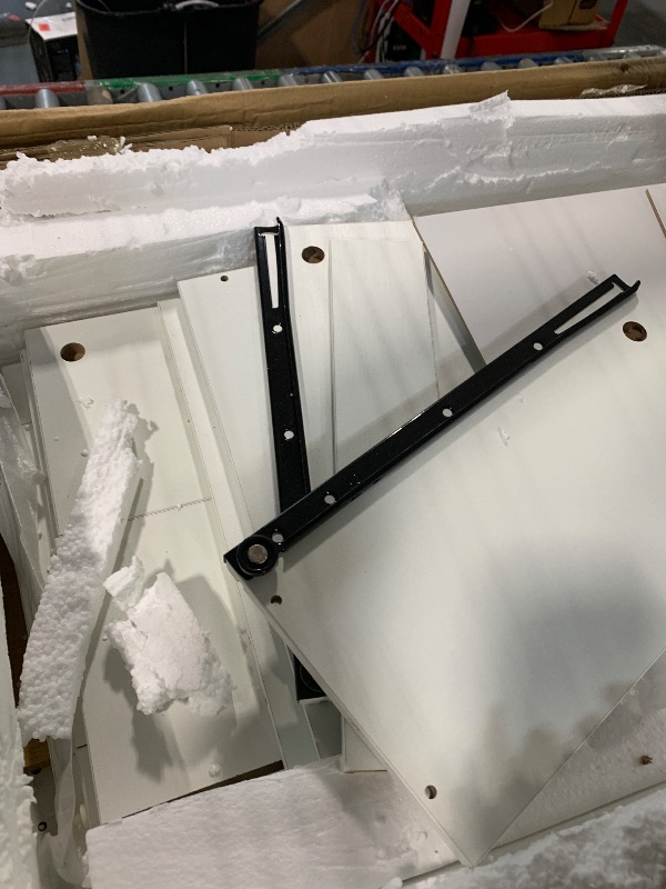 Photo 1 of ***UNKNOWN IF MISSING PARTS**** Shintenchi Kitchen Island with Folding Drop Leaf, Rolling Island Table with Storage, Kitchen Cabinet on Wheels with Seating Area for Kitchen, Bar Cart with Cabinet, White