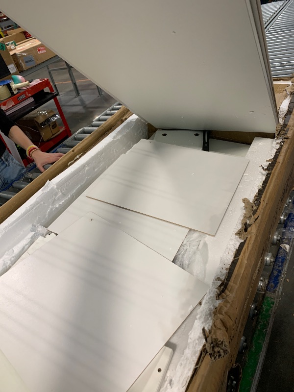 Photo 1 of ***UNKNOWN IF MISSING PARTS**** Shintenchi Kitchen Island with Folding Drop Leaf, Rolling Island Table with Storage, Kitchen Cabinet on Wheels with Seating Area for Kitchen, Bar Cart with Cabinet, White