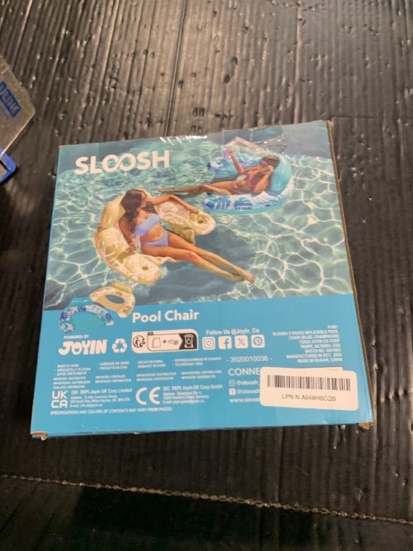 Photo 1 of ***ONE FLOAT*** SLOOSH Inflatable Pool Floats Adult,2 Pack Pool Chairs with Cup Holders,Blow up Floats Chair,Hammock Noodle Mat Leaves Design for Relaxing Summer Water Fun Swimming Party Beach,Blue,Champagne
