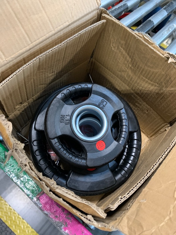 Photo 1 of **2 PCS**Fitvids 2 Inch Olympic Barbell Weight Plates Set, 255 LB(2.5-45 LB) Barbell Weight Set for Home Gym Strength Training, Rubber Coate Design