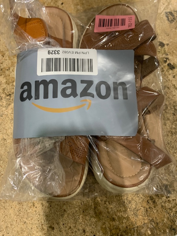Photo 1 of **USED**UBFEN Womens Platform Sandals Comfortable Lightweight Walking Ankle Strap Casual Low Wedge Sandals Ab Brown Women US 9