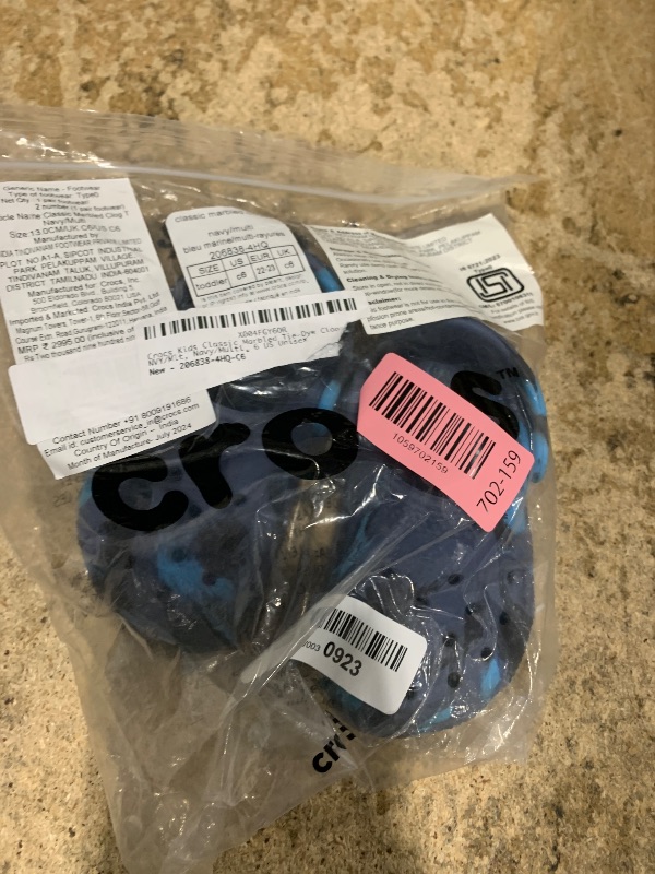 Photo 1 of **POSSIBLY RUNS SMALL** Crocs Classic Marbled Tie-Dye Clog (Toddler) Navy/Multi 6 Toddler M
