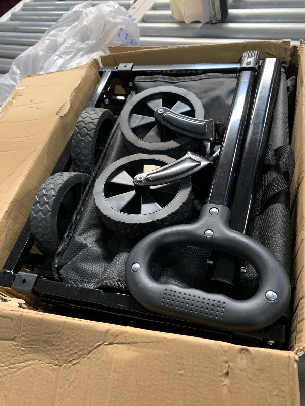 Photo 1 of ***(HEAVILY USED/ MINOR DAMAGE)***Yozoia Wagons Carts Foldable, Lightweight Portable Utility Shopping Cart with Wheels, Folding Grocery Wagon Cart for Grocery, Camping, Shopping, Beach, Garden, Sports Black