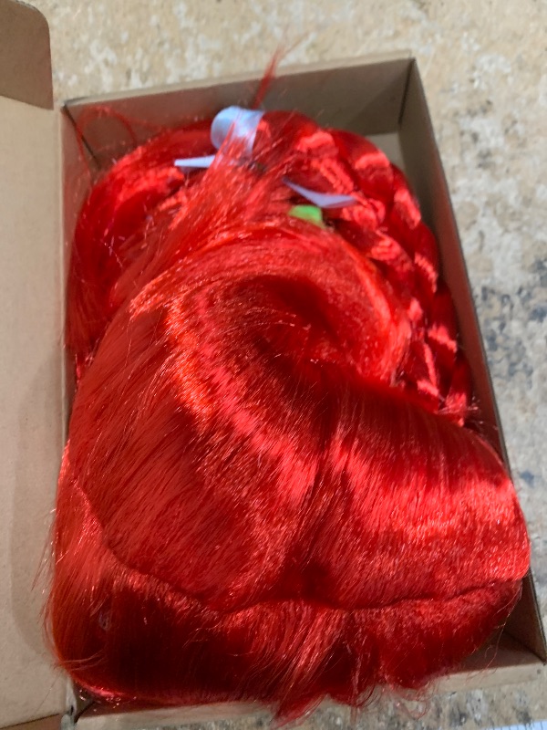 Photo 1 of 2 Pcs Halloween Freckled Stocking Girl Costume Set Red Braided Wig Clown Pigtail Costume with Mismatched Stockings for Halloween Cosplay Party Outfits Girls Women