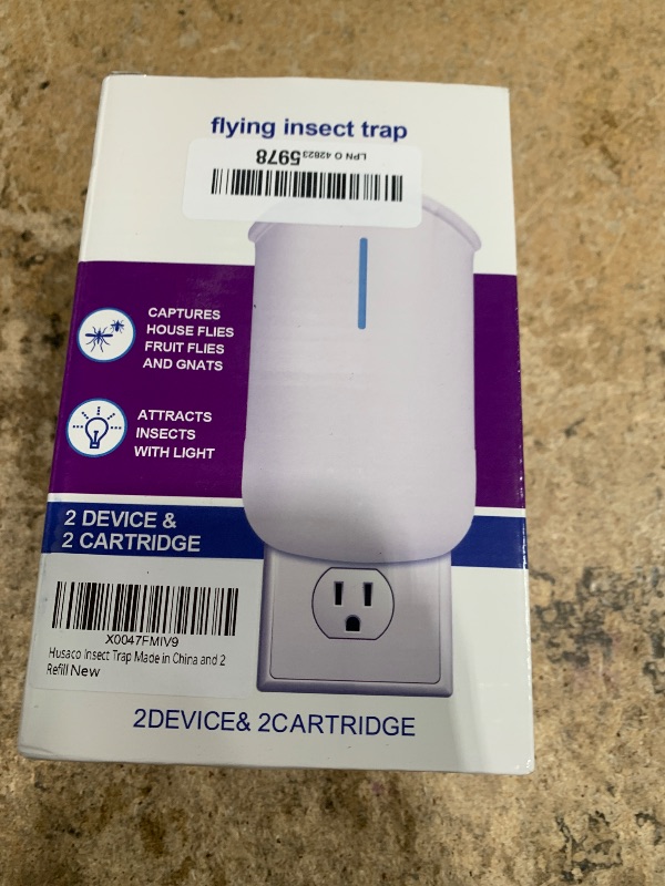 Photo 1 of 2 Flying Insect Traps & 2 Cartridges - Compatible with ZEVOM364A Refill - Plug in Fruit Fly Trap for Indoor - Bug Catcher for Gnats, House & Fruit Flies - Use in Any Room (2 Device & 2 Cartridges)