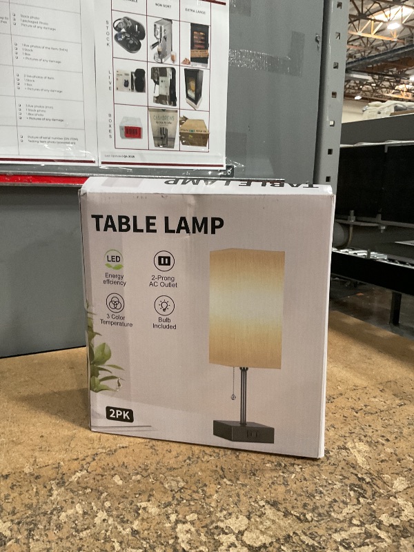 Photo 1 of 15'' Table Lamp for Bedroom set of 2,3-Color Bedside Lamps with Pull Chain Table Lamps for Night stands with AC Outlet,Small Night Light Lamps with 2 Bulbs Lamps for Living Room Kids Room Office Decor