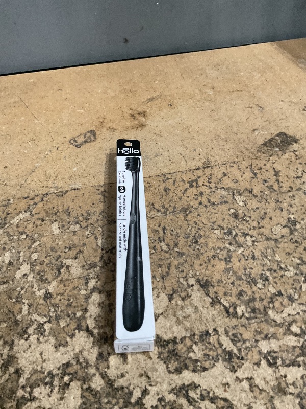 Photo 1 of *ONLY 1* hello Charcoal Soft Toothbrush with Activated Charcoal from Sustainable Bamboo, BPA- Free, Made from Plant-Based Materials, 4 Pack