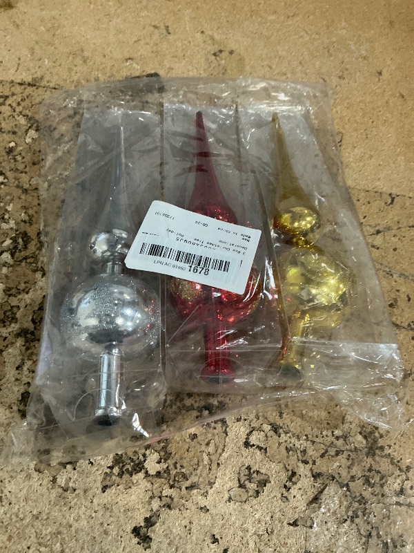 Photo 1 of *** GOLD 1 IS BROKEN *** Gadpiparty 3 Pcs Tree Toppers Vintage Decorative Christmas Treetop Plastic Tree Finals Metallic Tree Topper Ornament for Xmas New Year Holiday Party Decorations