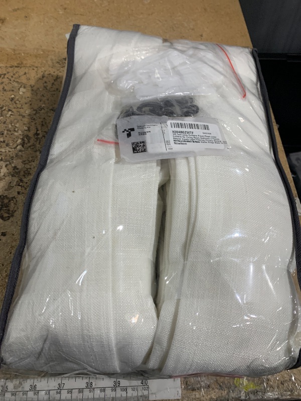 Photo 1 of 102 Inch Long Curtains Pinch Pleat Linen Curtains for Living Room Bedroom 2 Panels Natural Cream Light Filtering Privacy Neutral 102 Inch Pleated Drapes Hooks Rings Back Tab for Window Sliding Door