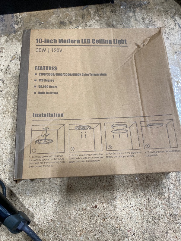 Photo 1 of 10 Inch LED Flush Mount Ceiling Light Fixture, 30W 4000LM Dimmable 2700K/3000K/4000K/5000K/6500K Color Changing Ceiling Light, Black Modern Ceiling Lamp for Living Room Bedroom Kitchen Hallway, 1-Pack