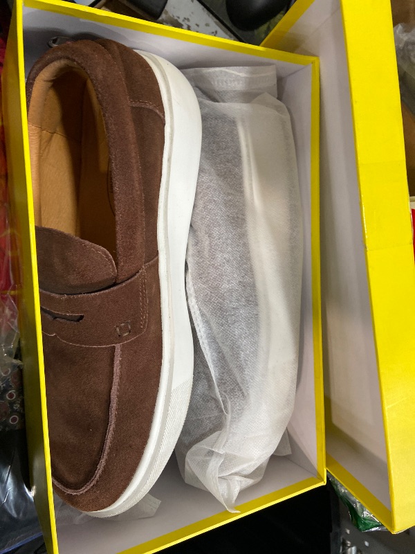 Photo 1 of ***(USED)***Journey West Suede Slip-on Penny Loafers Sneakers Shoes for Men Coffee US 10