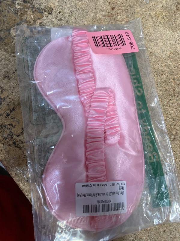 Photo 1 of 1 Pack Sleep Mask, Silk Eye Mask with Elastic Strap, Breathable Eye Mask for Sleeping,Travel, Girls, Women, Men (Pink)