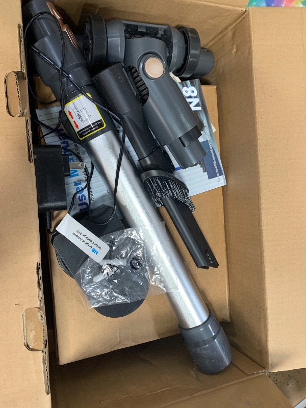 Photo 1 of **LIGHT HAIR IN VACCUUM**
N8 Cordless Vacuum Cleaner,Lightweight Stick Vacuum with Powerful Suction,2200mAh Battery,40 Mins Runtime,Self-Standing,Rechargeable Vacuum Cleaners for Home Hardwood Floor Carpet Pet Hair (Gold)