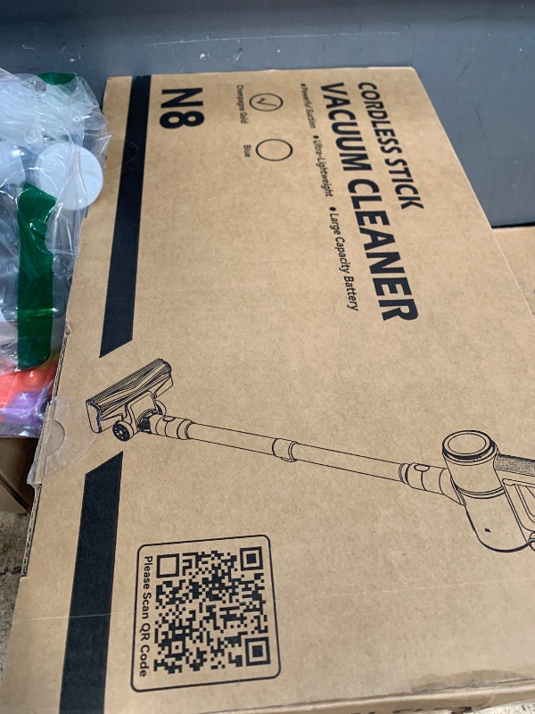 Photo 1 of **LIGHT HAIR IN VACCUUM**
N8 Cordless Vacuum Cleaner,Lightweight Stick Vacuum with Powerful Suction,2200mAh Battery,40 Mins Runtime,Self-Standing,Rechargeable Vacuum Cleaners for Home Hardwood Floor Carpet Pet Hair (Gold)