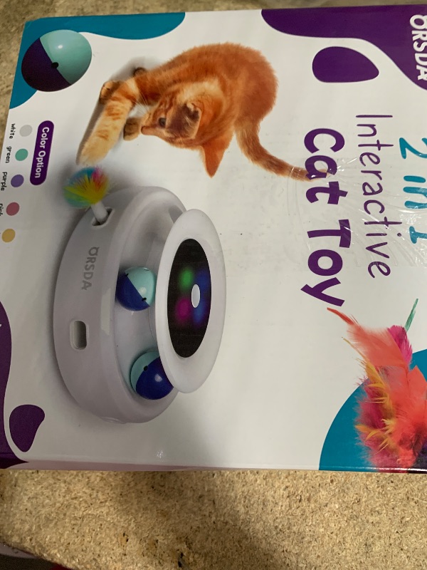 Photo 1 of ***(USED/ MINOR SCRATCHES)***ORSDA 2in1 Interactive Toys for Indoor Cats, Timer Auto On/Off, Cat Toy Balls & Ambush Electronic Cat Mice Toy for Entertainment with 6pcs Feathers, Dual Power Supplies
