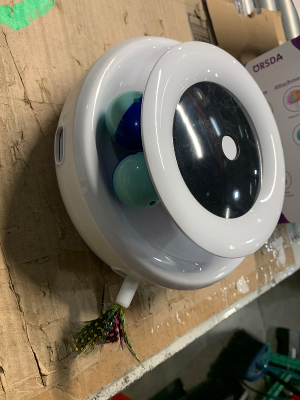 Photo 1 of ***(USED/ MINOR SCRATCHES)***ORSDA 2in1 Interactive Toys for Indoor Cats, Timer Auto On/Off, Cat Toy Balls & Ambush Electronic Cat Mice Toy for Entertainment with 6pcs Feathers, Dual Power Supplies