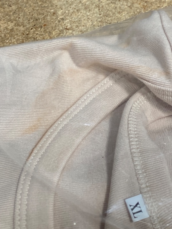 Photo 1 of ***SMALL STAIN***
GEMBERA Womens' Stretchy High Neck Short Sleeve Shirts Slim Fitted Casual Basic Top T-Shirt Beige Tan XL