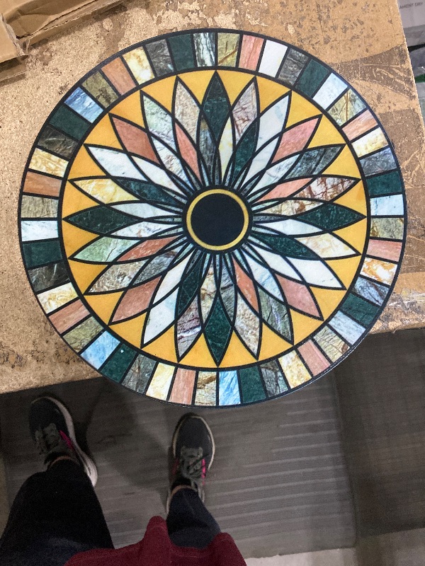 Photo 1 of 1 Pack Metal Mosaic Round Side Table Small 13.4" End Patio Round Accent Table Garden Corner Stand for Small Spaces Weather-Resistant for Balcony Plant Stand Indoor Outdoor