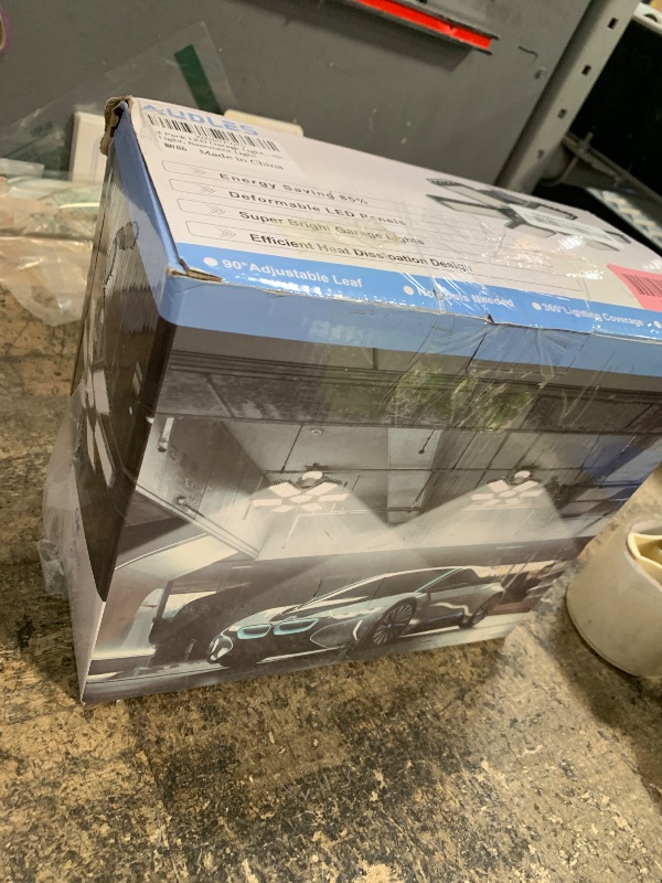 Photo 1 of 4 Pack LED Garage Light, 200W 20000LM 6500K LED Shop Lights, Garage Lights Ceiling Led with 6+1 Deformable Panels, Screw in E26/E27 Socket Bulb for Warehouse, Workshop, Basement, Barn Lighting