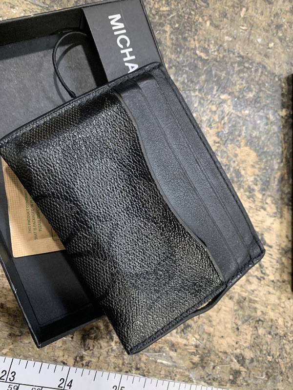 Photo 1 of ***(HEAVILY USED/ MINOR DAMAGE)***Michael Kors Hudson Notched Card Case, Storm Signature