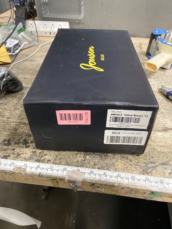 Photo 1 of (major leather stain) Jousen Men's Dress Shoes Leather Classic Formal Oxford Retro Plain Toe Derby Shoes (AMY612 Yellow Brown 13)