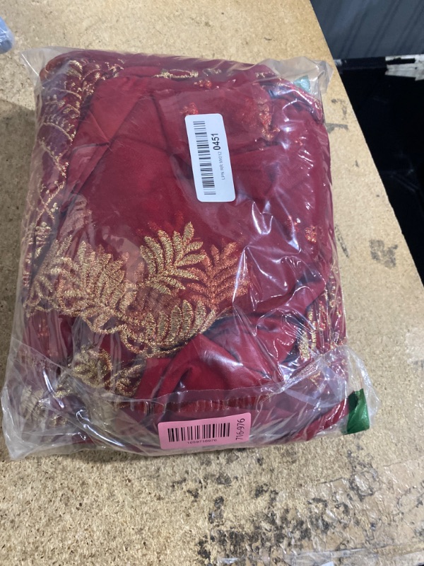 Photo 1 of ****RUNS BIG**** TRENDMALLS Women's Net Embroidery Salwar Suit Set Kurta Lehenga with Dupatta (Maroon-L)