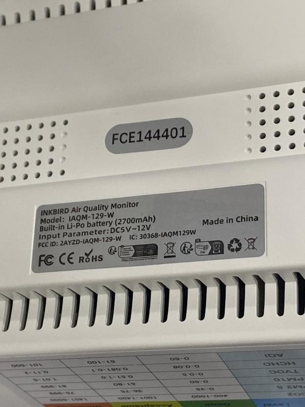 Photo 1 of 10-in-1 Air Quality Monitor with WiFi App Alerts | CO2, PM2.5, HCHO, TVOC Detector | 6.1" HD Display & 2Y Data Storage | Wall/Desk Mount for Home, Office, School (White)