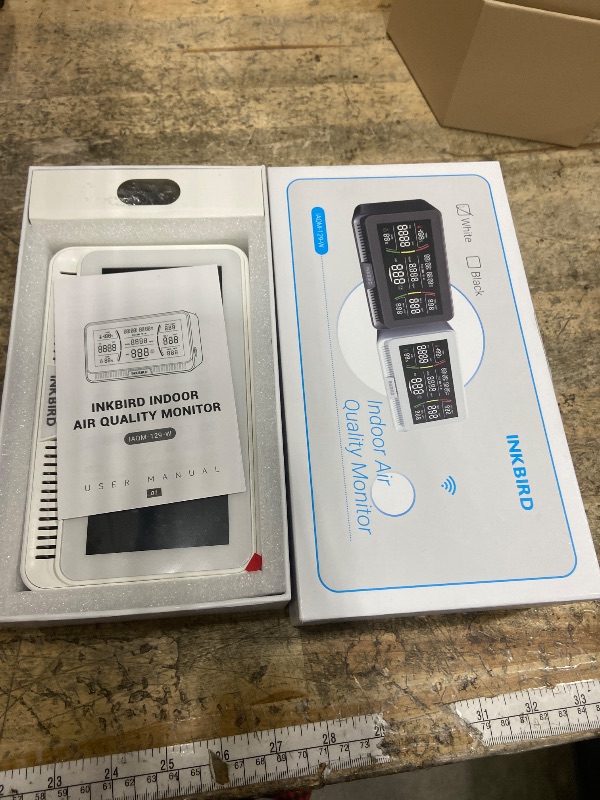 Photo 1 of 10-in-1 Air Quality Monitor with WiFi App Alerts | CO2, PM2.5, HCHO, TVOC Detector | 6.1" HD Display & 2Y Data Storage | Wall/Desk Mount for Home, Office, School (White)