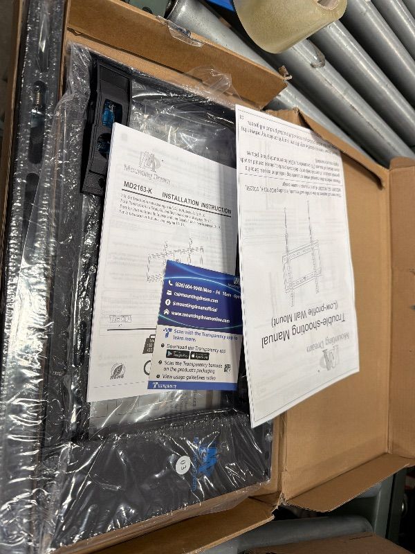 Photo 1 of ***************MISSING THE HARDWARE************
Mounting Dream TV Mount Fixed for Most 42-84 Inch Flat Screen TVs, TV Wall Mount Bracket up to VESA 600 x 400mm and 132 lbs - Fits 16"/18"/24" Studs - Low Profile and Space Saving MD2163-K