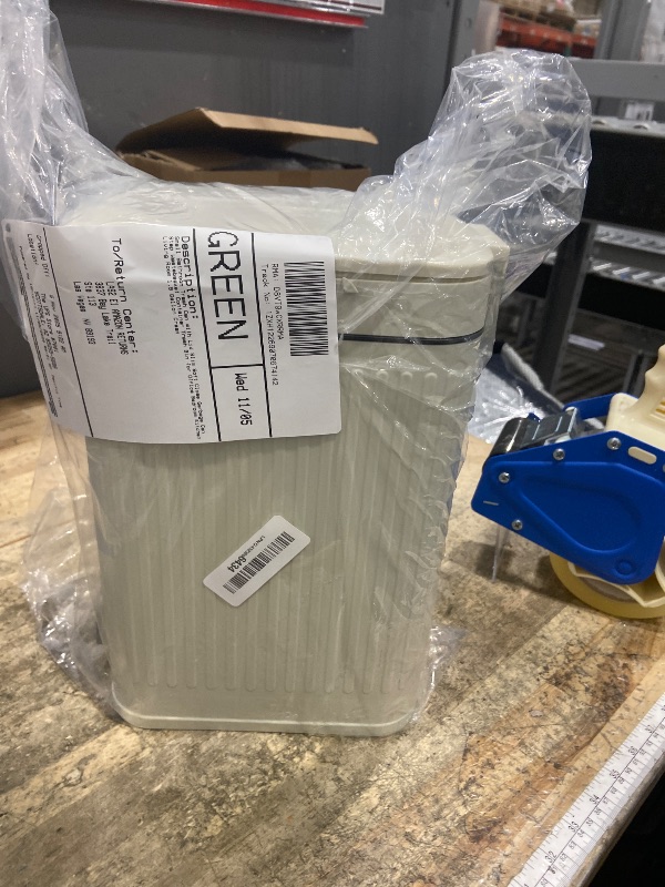 Photo 1 of ***MINOR DAMAGE TO LID (WON'T CLOSE ALL THE WAY) *** Small Bathroom Trash Can with Lid Slim Soft Close Garbage Can Step Wastebasket Container Trash Bin for Office Bedroom Kitchen Living Room (1.9 Gallon Cream)