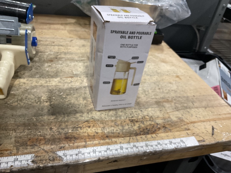 Photo 1 of 2 in 1 Glass Oil Sprayer & Dispenser,16oz/470ml Olive Cooking, Air Fryer, and Salad, for Kitchen Gadgets and Air Fryer Accessories, w/Stickers (White + Dark Green Bottle1)