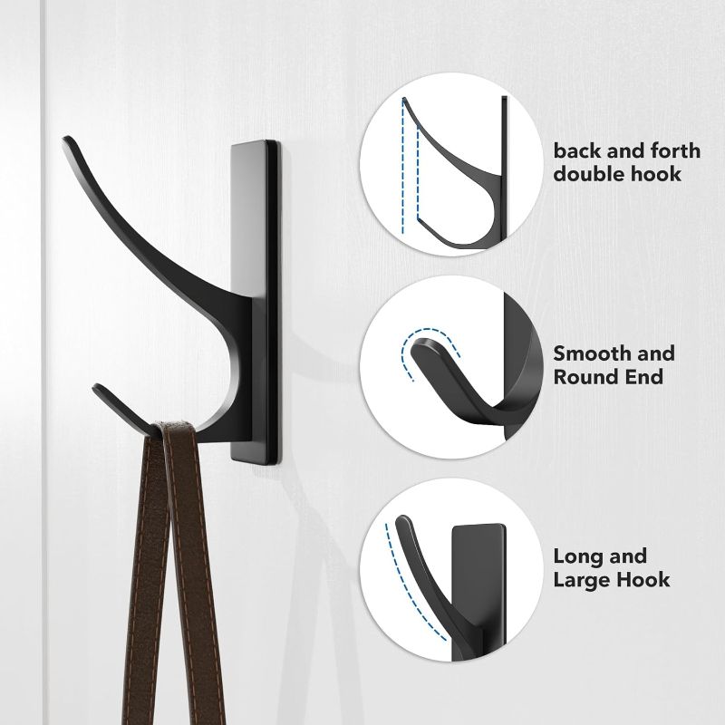 Photo 1 of 
pickpiff Self Adhesive Coat Hooks for Hanging: Heavy Duty Stainless Wall Hook for Towel, Backpack, Hat, Sturdy Metal Hanger for Bathroom, Bedroom, Door,...
Color:Black