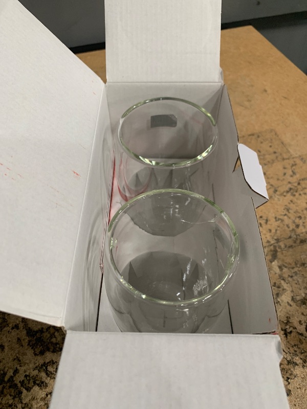 Photo 1 of *1 CRACKED* ZWILLING Sorrent 39500-078 Sorrento Double Wall Glass Latte, 11.8 fl oz (350 ml), Set of 2 Pieces, Tumbler, Insulated, Cold Insulated, Iced Tea Cup, Double Layer, Microwave Safe