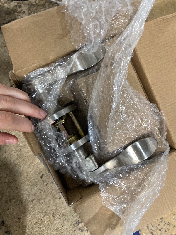 Photo 1 of (2 Pack) Keyed Alike Front Door Lever Lockset with Single Cylinder Deadbolt Combination Set? Wave Style Lever, Front Door/Exterior Door Knob with Lock and Deadbolt? Satin Nickel Finished