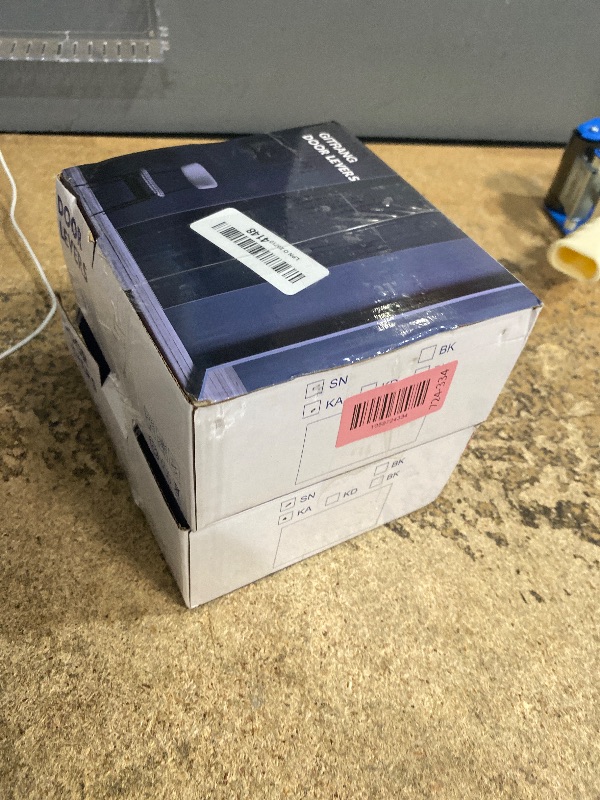 Photo 1 of (2 Pack) Keyed Alike Front Door Lever Lockset with Single Cylinder Deadbolt Combination Set? Wave Style Lever, Front Door/Exterior Door Knob with Lock and Deadbolt? Satin Nickel Finished