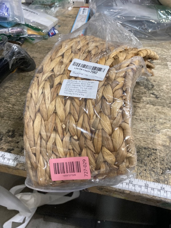 Photo 1 of ****TREE NOT INCLUDED**** Hollowfly Mini Christmas Tree Collar 17inch Small Woven Hyacinth Tree Skirt Rustic Farmhouse Xmas Stand Base Cover for 4ft Boho Christmas Trees Ring for Xmas Decorations