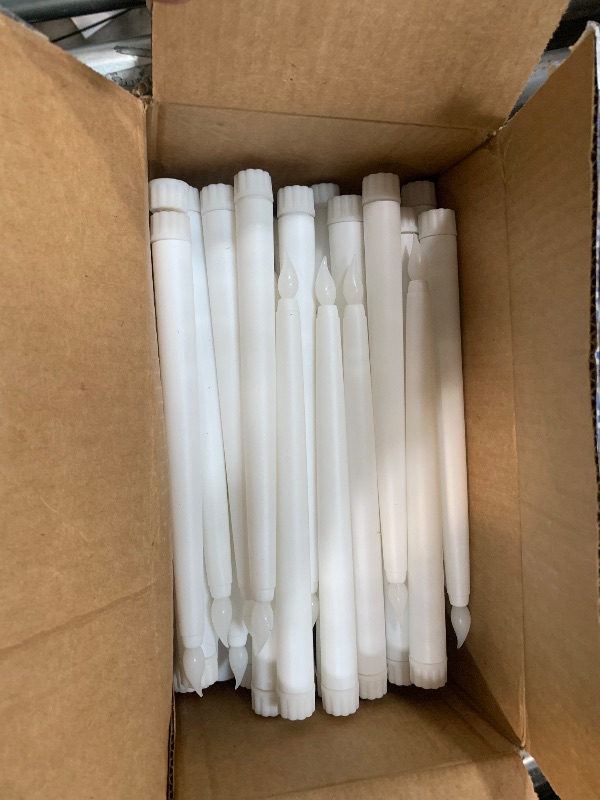 Photo 1 of Baquler 100 Pcs 9.7 Inch LED Flameless Taper Candles Bulk Battery Operated Taper Candles Flickering Candlesticks for Wedding Church Holiday Table Decoration