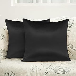 Photo 1 of 2 Pack Black Velvet Pillow Covers, 20x20 Inches Decorative Cushion Covers for Couch Sofa Bed, Super Soft and Cozy Luxury, Zippered Design
