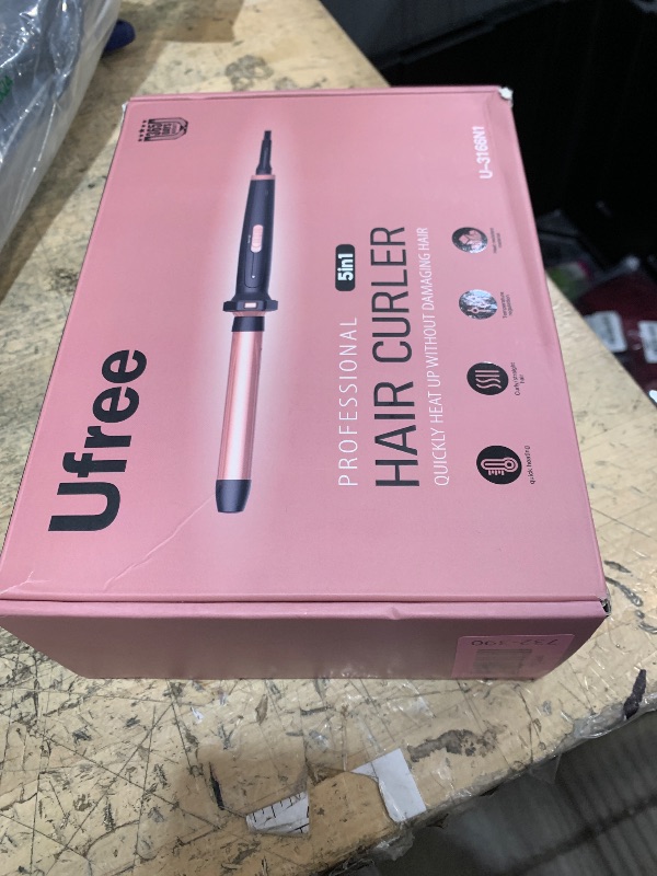 Photo 1 of **USED/MINOR DAMAGE**Ufree 5 in 1 Curling Iron with Interchangeable Ceramic Barrels (0.35"-1.25"), Curling Wand Set with Flat Iron Hair Straightener, Instant Heat Up, Dual Voltage Hair Curler, Gifts for Women